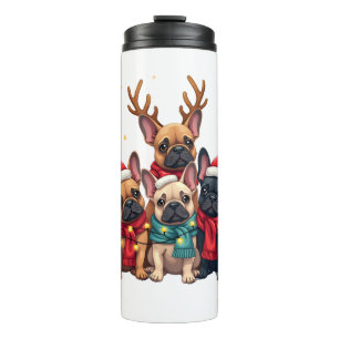 Christmas Lights French Bulldogs Xmas Frenchie Dog Thermal Tumbler