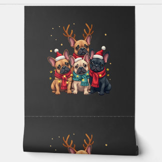 Christmas Lights French Bulldogs Xmas Frenchie Dog Wallpaper
