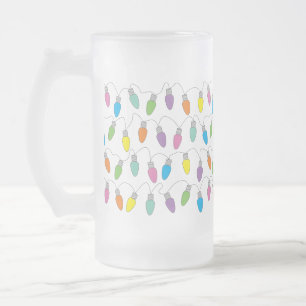 Christmas lights frosted glass beer mug