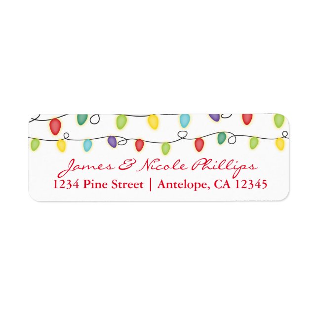 Christmas Lights Fun Holiday Card Address Labels (Front)