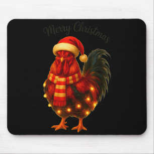 Christmas Lights Funny Chicken Santa Xmas Family M Mouse Mat