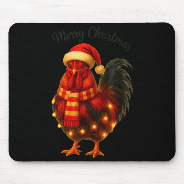 Christmas Lights Funny Chicken Santa Xmas Family M Mouse Mat (Front)