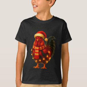 Christmas Lights Funny Chicken Santa Xmas Family M T-Shirt