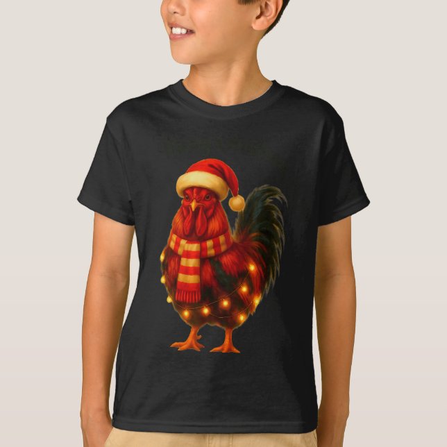 Christmas Lights Funny Chicken Santa Xmas Family M T-Shirt (Front)