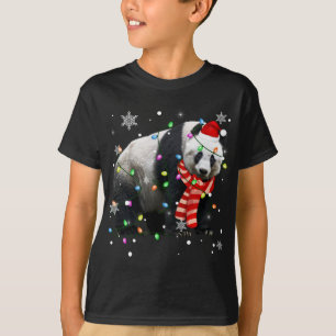 Christmas Lights Funny Xmas Santa Hat Panda Animal T-Shirt