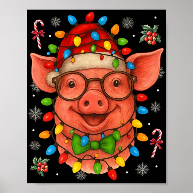 Christmas Lights G Santa Funny Xmas Tree Coquett T Poster (Front)