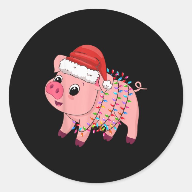 Christmas Lights G Wearing Xmas Hat G Lover Fa T S Classic Round Sticker (Front)