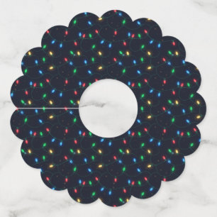 Christmas Lights Garland Seamless Pattern Wine Glass Tag
