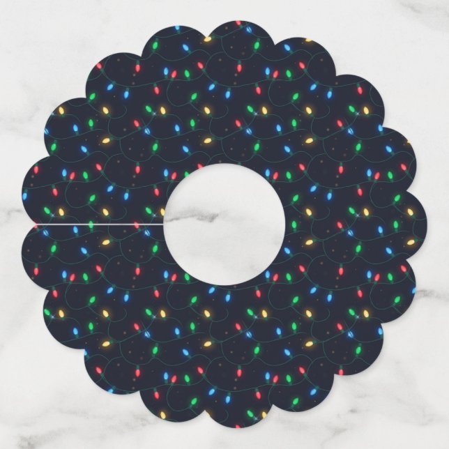 Christmas Lights Garland Seamless Pattern Wine Glass Tag (Front)