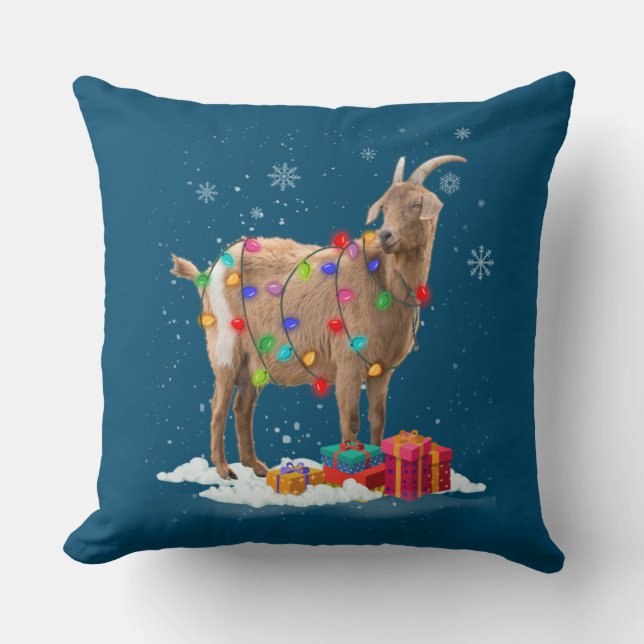 Christmas Lights Goat Celebrates Xmas Party For Go Cushion (Front)