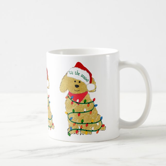 Christmas Lights Goldendoodle Coffee Mug (Right)