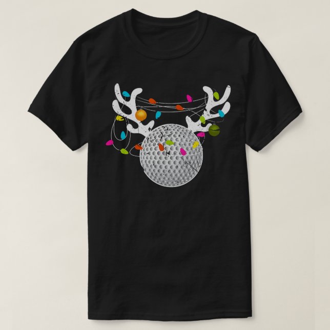 Christmas Lights Golf Ball Funny Xmas  T-Shirt (Design Front)