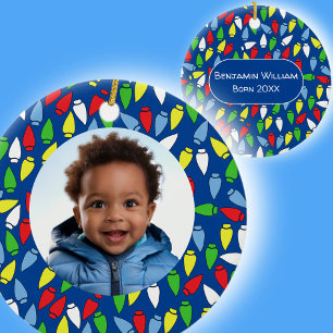 Christmas Lights Grandson blue  Ceramic Tree Decoration