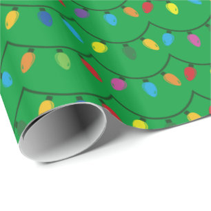 Christmas Lights GREEN GIFT WRAP