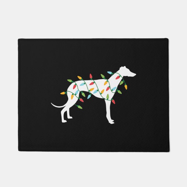 Christmas lights greyhound t  cute gifts  dog love doormat (Front)