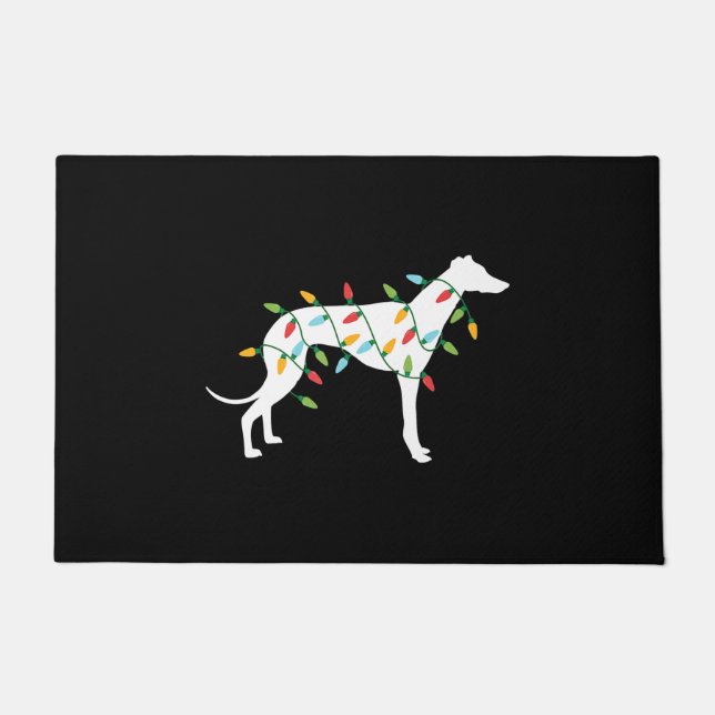 Christmas lights greyhound t  cute gifts  dog love doormat (Front)