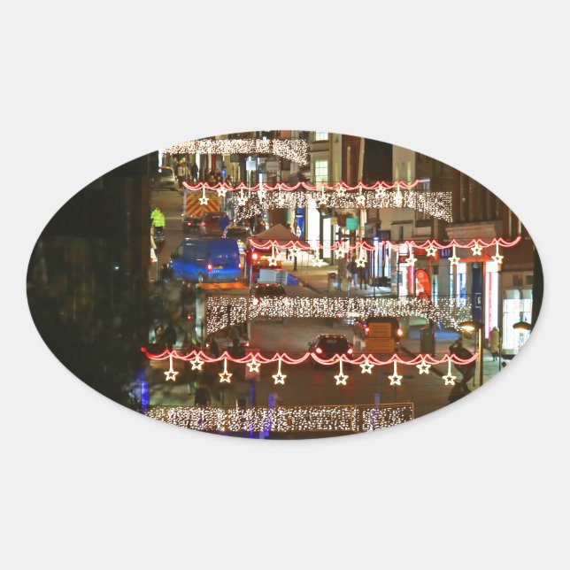 Christmas lights Guildford Oval Sticker (Front)