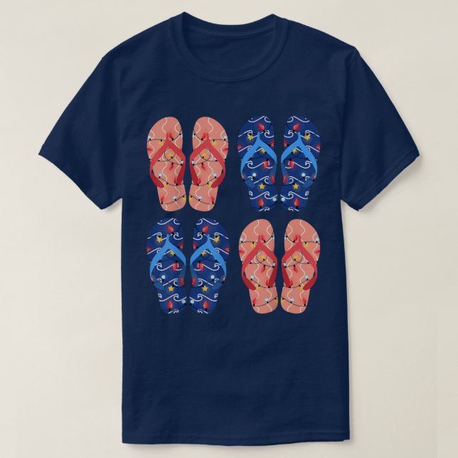 Christmas Lights Hawaii Xmas Flip Flops Christmas  T-Shirt (Design Front)