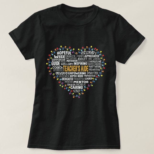 Christmas Lights Heart Santa's Favorite Teacher's  T-Shirt (Design Front)