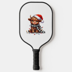 Christmas Lights Highland Cow Baby Christmas Light Pickleball Paddle