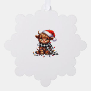 Christmas Lights Highland Cow Baby Christmas Light Tree Decoration Card
