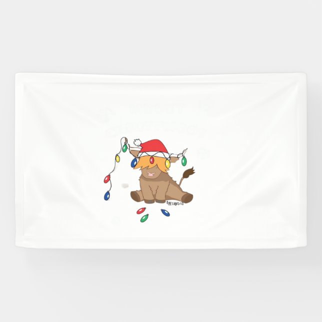 Christmas lights highland cow ugly sweater christm banner (Horizontal)