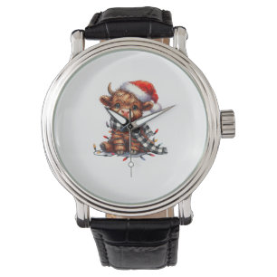 Christmas Lights Highland Cow Vintage Cute Highlan Watch