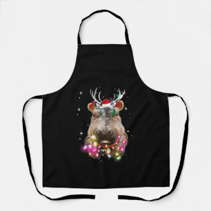 Christmas Lights Hippo Fiona Hippopotamus Lover Apron