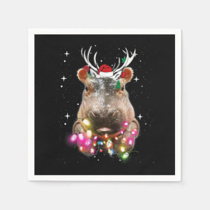 Christmas Lights Hippo Fiona Hippopotamus Lover Napkin