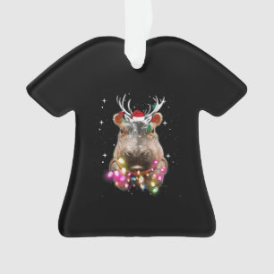 Christmas Lights Hippo Fiona Hippopotamus Lover Ornament