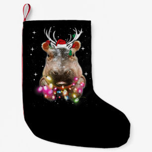 Christmas Lights Hippo Fiona Hippopotamus Lover Small Christmas Stocking