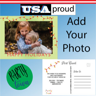 Christmas Lights Holiday 🎄 Lime Green Photo Frame Postcard