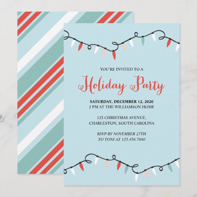 Christmas Lights Holiday Party Invitation (Front/Back)