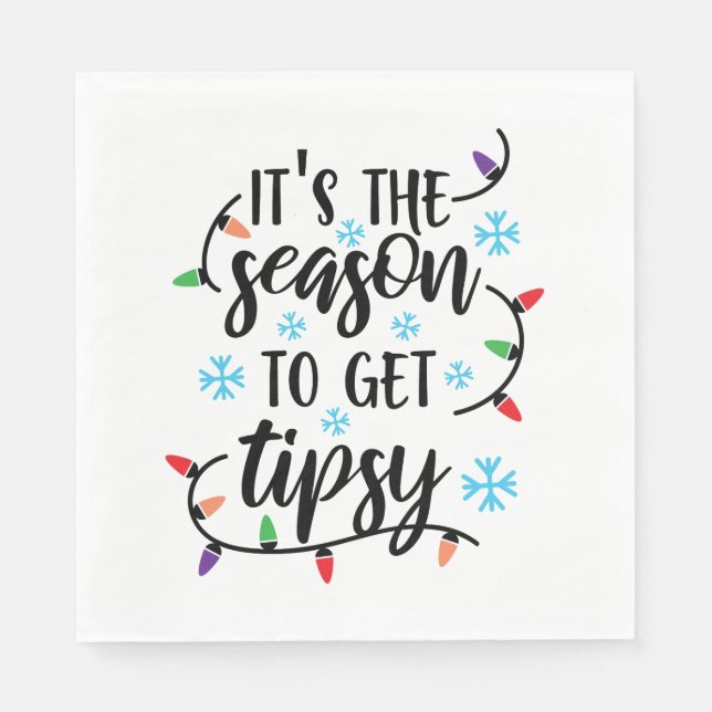 Christmas Lights, Holiday Quote Typography -Tipsey Napkin (Front)
