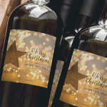 Christmas Lights Holiday Star Wine Label<br><div class="desc">A holiday star and strands of golden Christmas lights and your holiday Christmas greeting in chic lettering,  personalise these wine bottle labels to serve at your holiday party or to give as gifts or party favours for business gifts,  corporate gifts.</div>