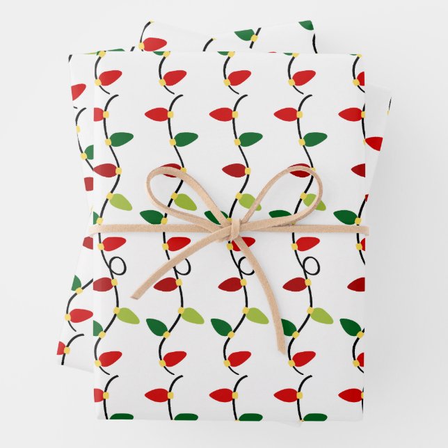 Christmas Lights Holiday Wrapping Paper Sheet (In situ)