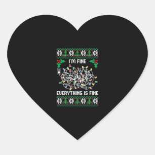Christmas Lights I m Fine Everything Is Fine Ugly Heart Sticker