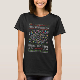 Christmas Lights I'm Fine Everything Is Fine Teach T-Shirt