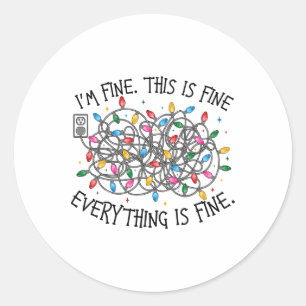 Christmas Lights I'm Fine Everything Is Fine Xmas Classic Round Sticker