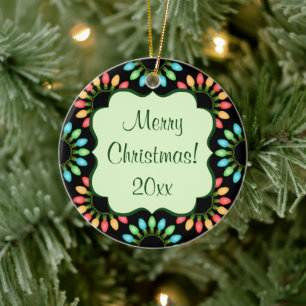 Christmas Lights in Colourful Circles Ceramic Tree Decoration