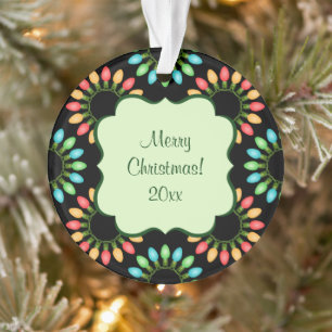 Christmas Lights in Colourful Circles Ornament
