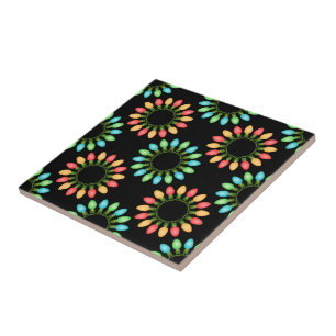 Christmas Lights in Colourful Circles Tile