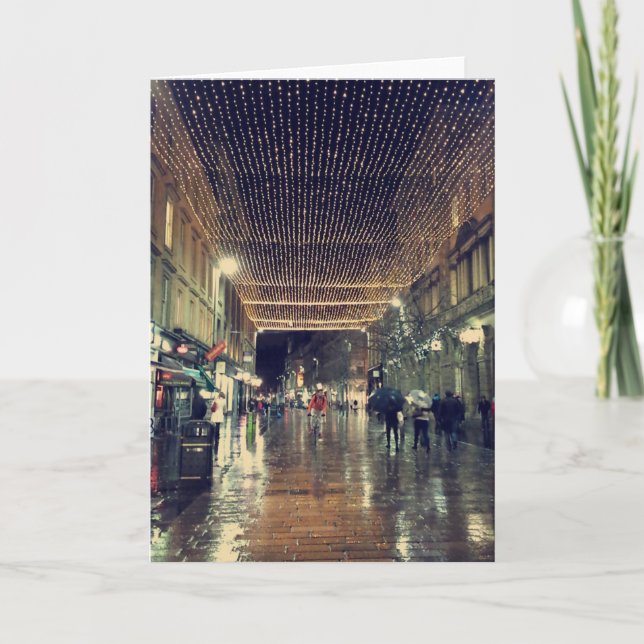 Christmas Lights in Glasgow, Scotland Holiday Card (Front)