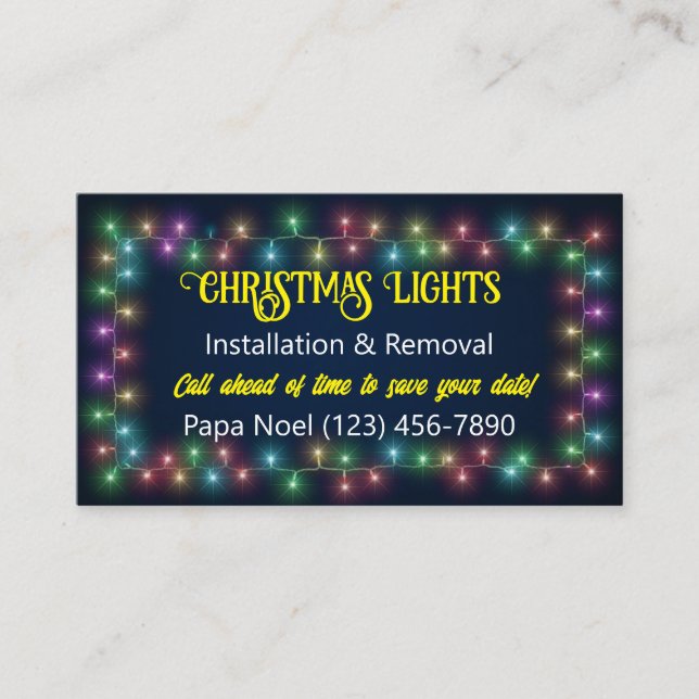 Christmas Lights Installation Business Cards (Front)
