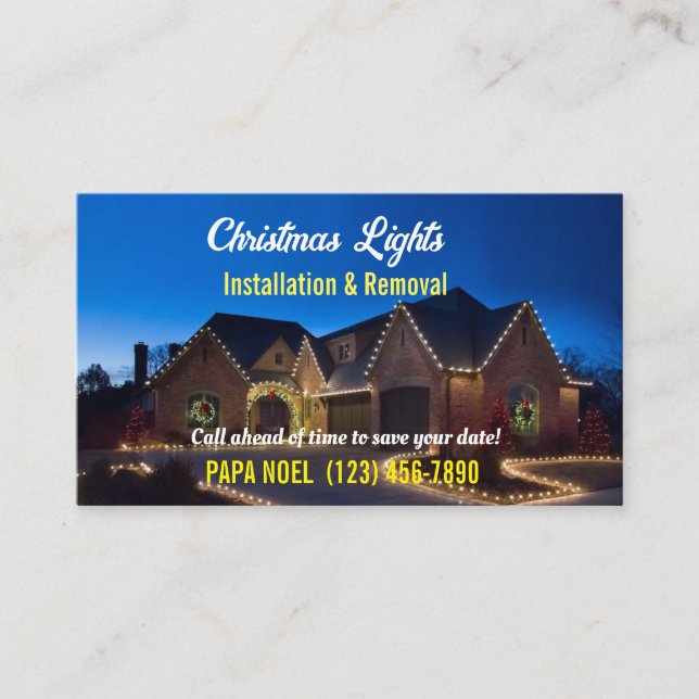 Christmas Lights Installation Business Cards (Front)