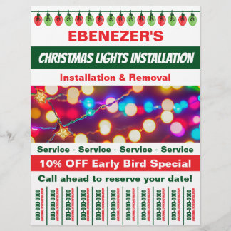 Christmas Lights Installation With Tear Off Strips Flyer