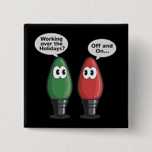 Christmas Lights Joke Light Bulb Working Off On 15 Cm Square Badge