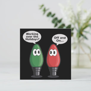 Christmas Lights Joke Light Bulb Working Off On   Holiday Card