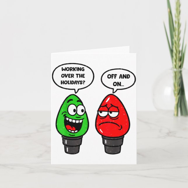 Christmas Lights Joke Light Bulb Working Off On Pu Card (Front)