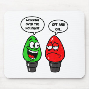 Christmas Lights Joke Light Bulb Working Off On Pu Mouse Mat